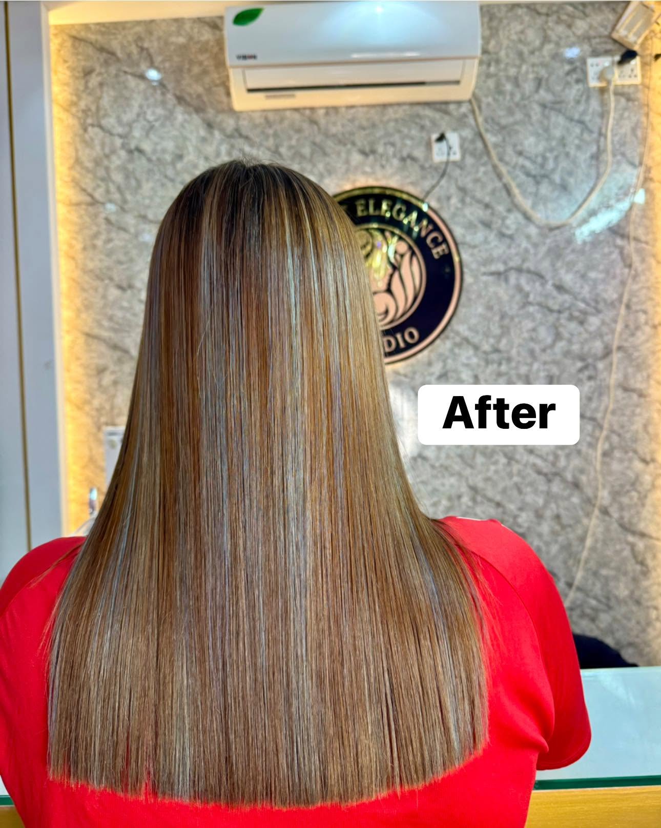 Hair straight transformation after