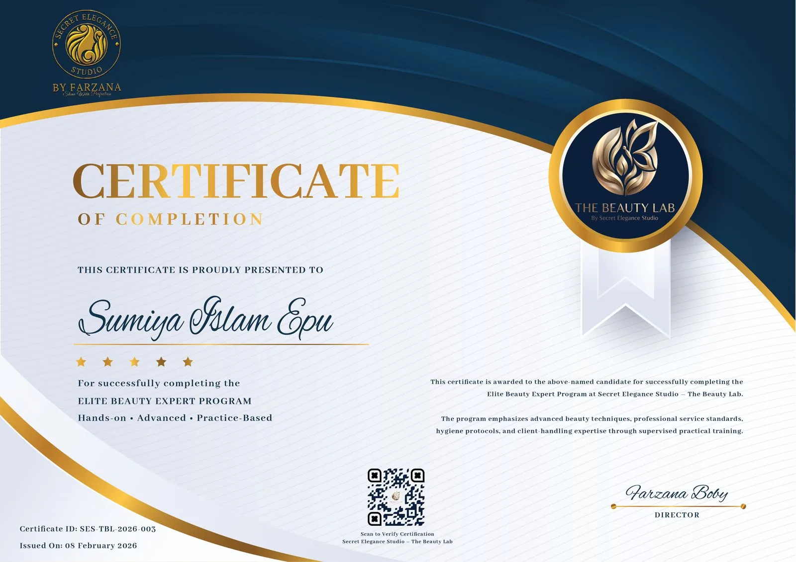Certificate — Sumiya Islam Epu