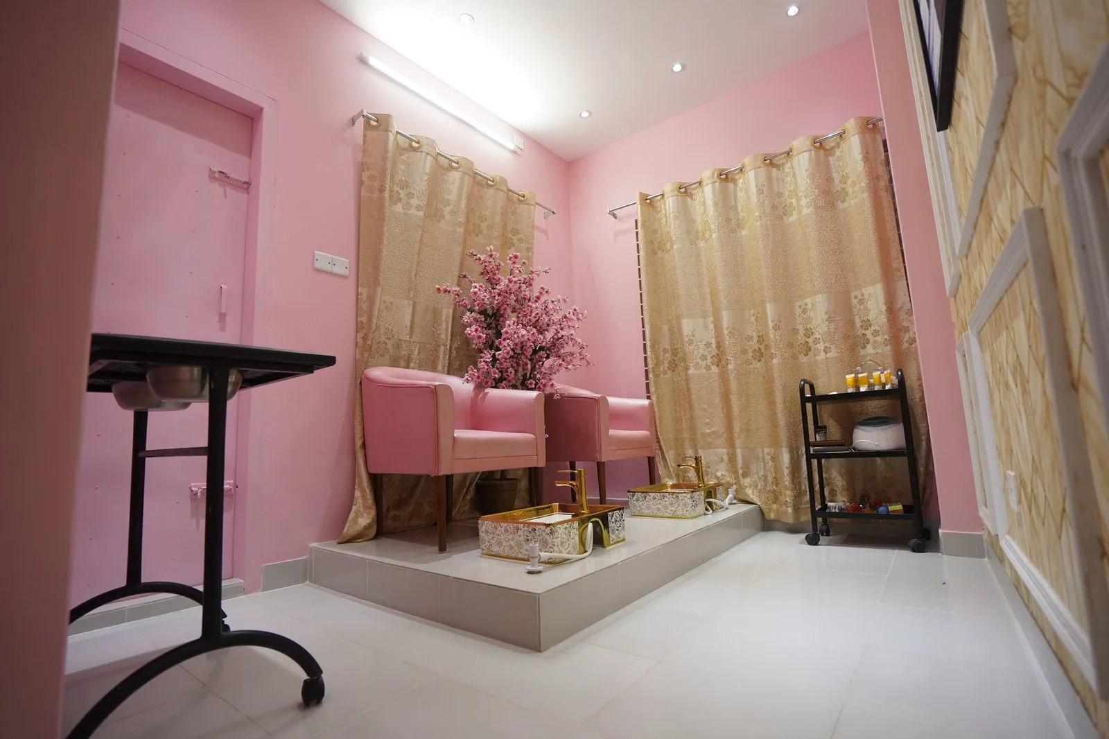 Pink pedicure and spa lounge